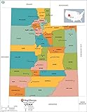 Utah Counties Map - Standard - 36' x 46.25' Laminated