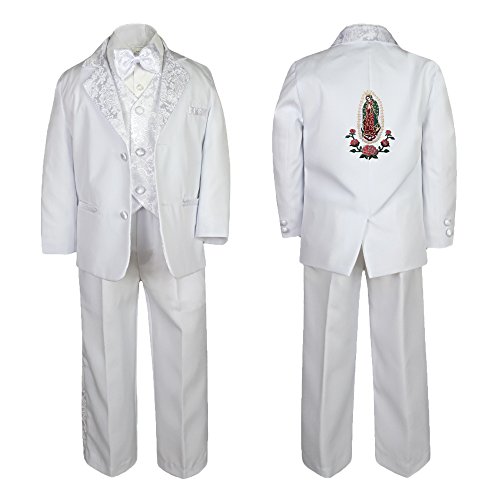 Image of Baby Boy Christening Paisley Jacket Suit Gold Guadalupe Maria Virgin Mary SM-20