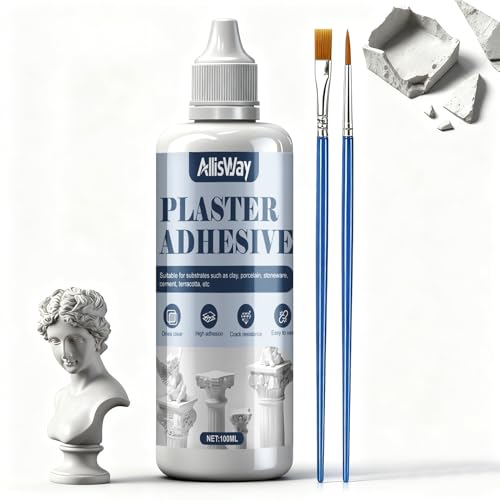 AllisWay Pegamento Ceramica, Pegamento para Figuras de Yeso pegamento Fuerte Se Seca Transparente Resistente al Agua para Unir y Reparar Yeso, Porcelana y Arcilla, 100ml