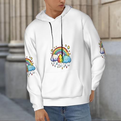 Sweat à capuche imprimé haut de gamme pull léger homme noir Rainbow Clouds 3XL - 3