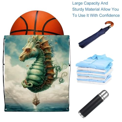 Sac à dos de gym pliable motif hippocampe pour optimiser vos séances de natation - 5