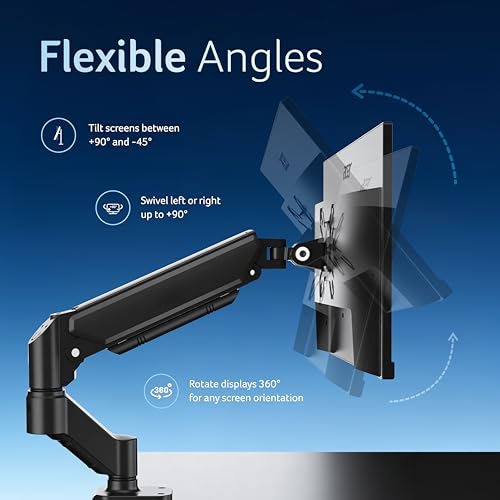 Image of Acer FlexArm Pro Monitor Arm Gas Spring Desk Mount for 13-32 Inch Monitors with 10kg Load Capacity, 360 Rotation, Tilt Swivel Adjust, VESA 75x75 & 100x100, C-Clamp Grommet Mount, Aluminium Build