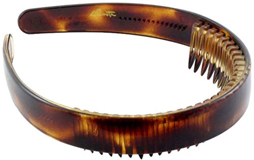 Parcelona French Toothed Smooth Celluloid Acetate Tortoise Shell Brown Wide Hair Headband