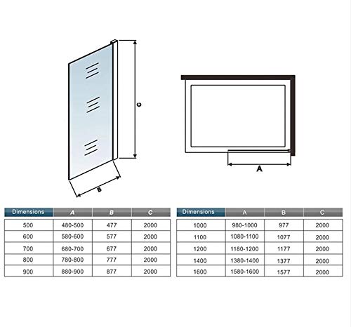 Mamparas de Ducha Pantalla Panel Fijo 8mm Antical - Dos Barras 73-120cm - 97x200 cm