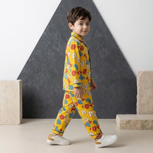 Image of CLAP Kids Cotton Printed Full Sleeves Night Suit