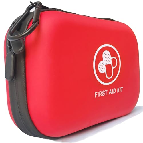 Image of First Aid Kit 152 Piece Waterproof Hard Shell Portable Medical Kit, Red | Waterproof Hard Shell Portable IFAK Emergency Kits for Home, Camping, Hiking, Sports, Office, Travel, Outdoor