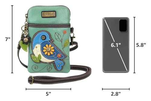Image of CHALA Bird Collection Cell Phone Crossbody Purse-Women PU Leather /Canvas Multicolor Handbag with Adjustable Strap