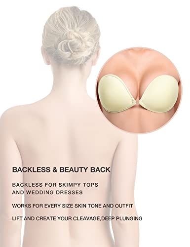 Image of Wingslove Adhesive Bra Reusable Strapless Self Silicone Push-up Invisible Sticky Bras for Backless Dress