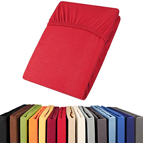 aqua-textil Viana Topper Laken 90x200-100x200 cm rot Baumwolle...