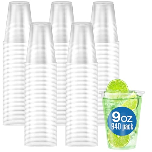 Dining Collection Vasos de plástico – 9 onzas (250 ml) – 960 unidades – Paquete transparente desechable a granel