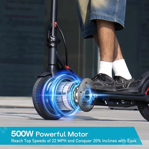 Image of iScooter Electric Scooter Adults, 18 /15 /12 Miles Long Range,22 /19 /18 Mph Top Speed, Commuting Electric Scooter with Cruise Control, Double Braking Systems Escooter for Adults and Teens