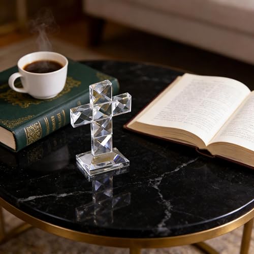 Cruz de cristal QF objeto religioso de vidrio transparente decorativo 5