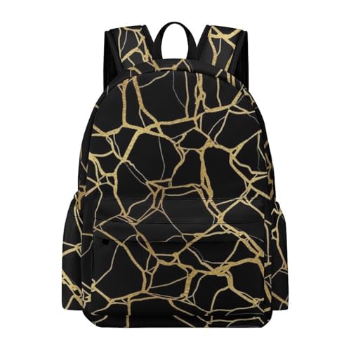 Sac à dos mignon pour ordinateur portable unisexe marbre noir or tendance