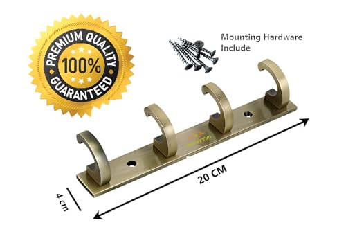 Image of Heavy Duty C Type Stainless Steel Cloth Hanger Suitable for Bathroom Bedroom Kitchen Wall Hook Rail Hanging Scarf Coat Keys Tie, Towel Door Robe (4 Pin Antique, Pack of 1)
