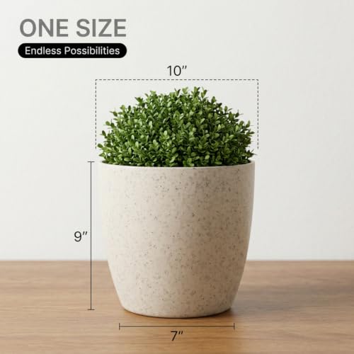 Image of YUCCABE ITALIA SHERA Stella 4 Inch Pack of 3 Piece Plastic Plant Pot for Home Decor Indoor Plant Pots for Living Room Plastic Flower Pot for Garden (Stone White, 10 INCH - 4 Pcs)