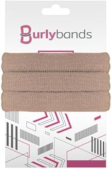 Burlybands - The Ultimate Hair Ties for Thick Heavy or Curly Hair. No Slipping Damage Breaking or Stretching Out. Seamless Ponytail Holders Scrunchies Sports Hair Ties for Thick Hair (Lt Brown 3 Pcs)