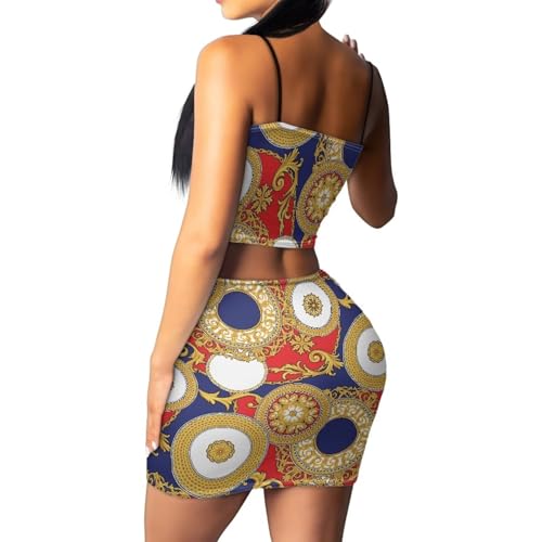 Image of 2025 Sexy Spaghetti Strap Crop Tops and Bodycon Skirt Casual 2 Piece Set S-4XL