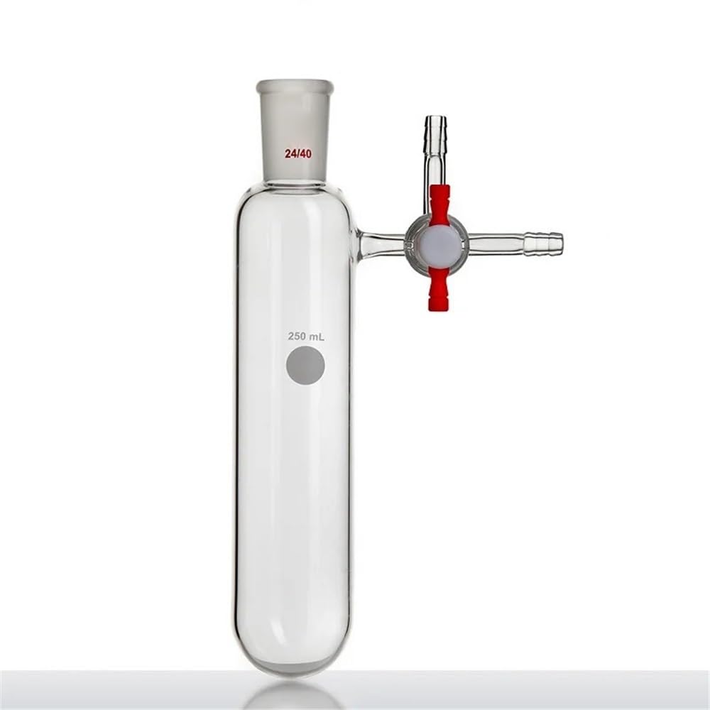 Cristalería de Laboratorio Tubo de reacción con abertura de 2 mm, matraz de PTFE con válvula de tres vías, vidrio de borosilicato F82(350mL-F824350S)