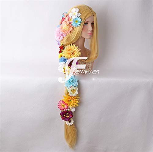 ラプンツェル ウィッグ 花飾り付 Amazon.co.jp: コスプレウィッグ ラプンツェル 風 花の髪飾り付
