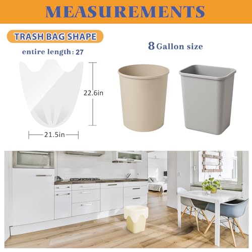 Image of Teivio Medium Tie-Top Trash Bags 8 Gallon 120 Count White Garbage Bags | Fit 25-30 Liters,6,7,8,9Gal,Small Plastic Waste Basket Bins Can Liners for Kitchen Bathroom Office Car,Unscented