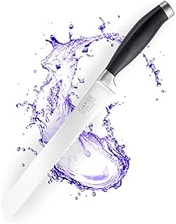 Sabatier Professional Broad Serrated Bread Kitchen Knife - 8in/20cm Taper Ground Stainless Steel Blade, Matt Black Rubberised Comfort Handle. Sharp for Longer, Lifetime Performance 25yr Guarantee