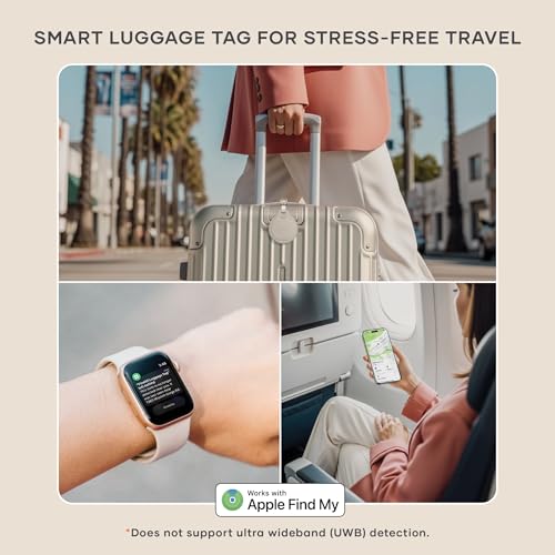 Image of Satechi FindAll Smart Luggage Tag with Find My, TSA-Friendly, Airport Tracking, Left-Behind Alerts, Loud Audible Chime, Wireless Rechargeable, Works with iPhone, iPad, Mac - Sand