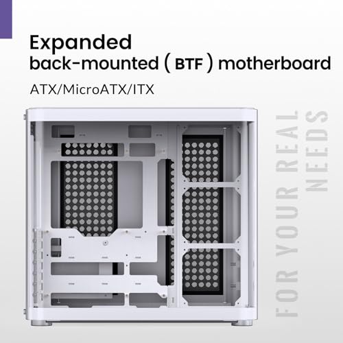 Image of JONSBO TK-2 White ATX Mid-Tower Pc Case,Hyperboloid Glass Design, Separated Cabinet Structure, Al Alloy Shell Desktop Computer Case, Support BTF Motherboard /ATX Power supply /360 AIO,White