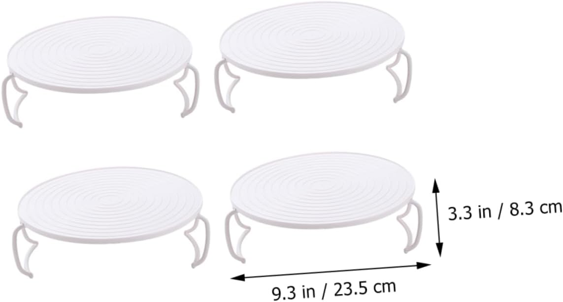 4 Pack Layered Storage Rack for Microwave Oven Use, PP White