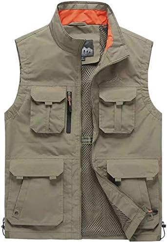 Amazon Co Jp ポケットベストメンズ夏の屋外写真釣りベスト薄いジレ 色 カーキ色 サイズ 4 Xl ホーム キッチン