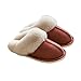 XMYNB Pantoufles chaudes pour femme - Chaussons d'intérieur en peluche - Antidérapants - Pour automne et hiver - Rouge - rouge brique, 38/39 EU