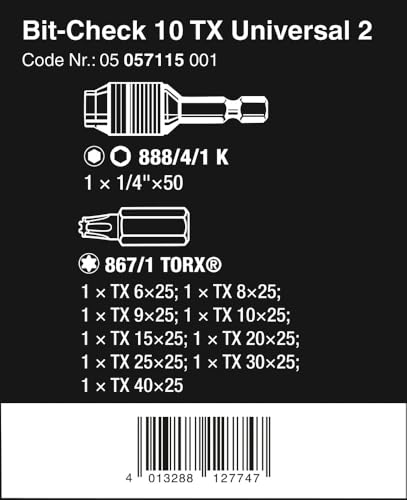 Wera Bit-Sortiment, Bit-Check 10 TX Universal 2, 10-teilig, 05057115001 – Ansicht 2