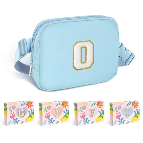 Image of COSHAYSOO Blue Fanny Pack for Girls Purse Crossbody Belt Bag with Initials, Personalized 6 7 8 9 10 11 12 Year Old Teen Girl Birthday Gift Ideas Christmas Gifts Preteen Tween Trendy Stuff Letter O