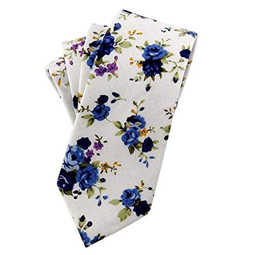 Image of Mantieqingway Floral Ties for Men Skinny Cotton Tie Flower Necktie