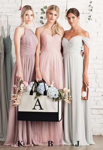 Image of GASSDA Initial Canvas Tote Bag Birthdays Gift for Women Mom Teacher Friend Bridesmaid,Custom for Wedding Beach Holidays