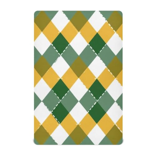 Image of Crib Sheet Breathable Soft Crib Mattress Sheet for Baby Toddler Boys Girls Fitted Crib Sheet Fit Standard Crib Mattress 39 x 27 Inch Yellow Green Argyle