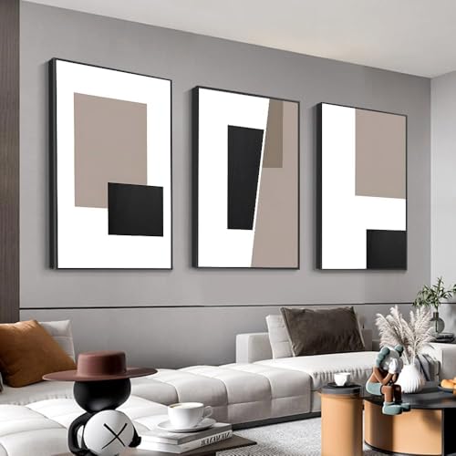 Canvas Framed Wall Art, Geometric Home Wall Art Decor Paintings, Large 24 X 32 Inch Black and White Abstract Decorative Wall Art for Living Room Bedroom Office Wall Decorative Paintings