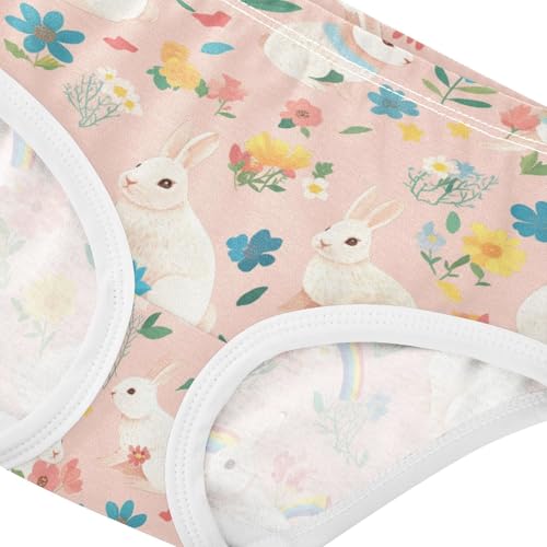Wusikd Rabbits Rainbows Girls' Underwear Cotton Flowers Girls Briefs Soft Toddler Underwear 2T4