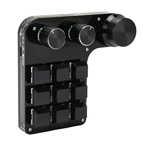 Mechanical Gaming Keyboard, RGB Mini Wired USB OSU 9 Keys Macro Gaming Keypad, Easy to Use, 3 Adjustable Knobs, Efficient Office, Wide Field of Use with Plug and Play,