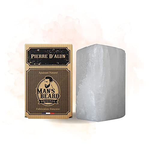 Man's Beard - Bloque de piedra genuina de alumbre de 75 gramos - Sin clorhidrato de aluminio - Desodorante natural - Alivia la irritación provocada por el afeitado Cover