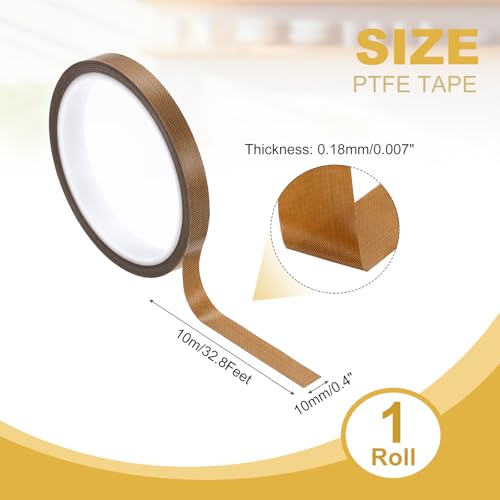 Image of PATIKIL High Temperature PTFE Tape 3 /8 Inch x 33 Feet, PTFE Coated Fiberglass Adhesive Tape for Vacuum Sealer Machines Hand-Impulse Sealers Insulation, Brown