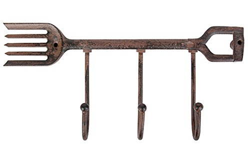 Esschert Design Rustikale Garderobe Wandhaken Garten Harke Gusseisen Antik-braun