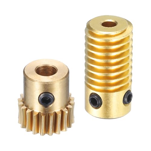 QUARKZMAN Worm Gear Set - 0.5 Modul 20:1 Reduktionsrate 3mm Lochdurchmesser Getriebewelle und 4mm Lochdurchmesser Zahnrad 20T Antriebsgetriebe (Messing)