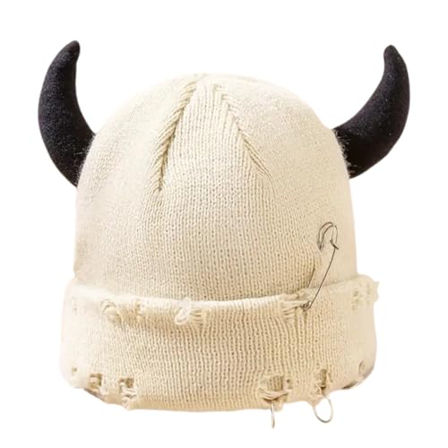 Difícil Pin de Seguridad Tejido Plano Frío Unisex Sombrero de Oreja Para Tareas Exteriores Clima Frío Seguridad a Prueba de Viento Acanalado Hombres Mujeres Mujeres, Blanco, Talla única