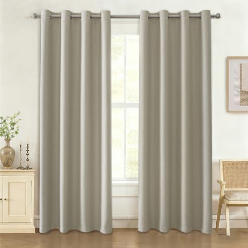 Ystyle Rideau Occultant et Isolant, 2 Panneaux Effet Lin - Thermique Anti Froid et Chaleur, Phonique pour Salon - 140x260 cm, Beige