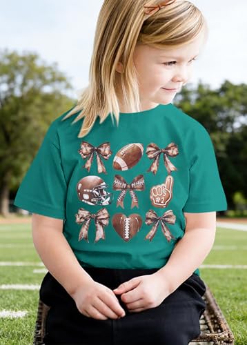Image of JINTING Football Shirts for Boys Girls Game Day Tshirt Toddler Football Season Tee Kids Bow Coquette Tops