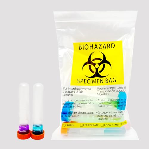 50pcs Biohazard Bags 6x9in/15x25cm,Specimen Bags with Biohazard Logo Printing, Lab Sample Bag with Pocket Pouch (Yellow 50pcs)