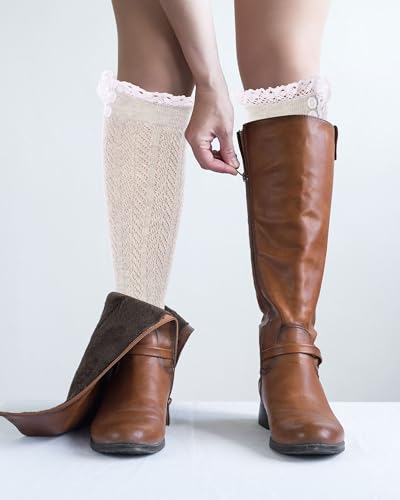 Image of Syhood Long Button Boot Socks with Lace
