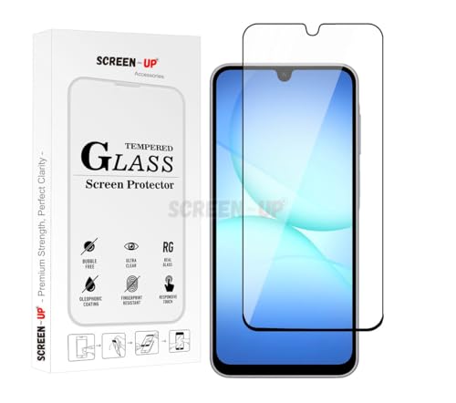 Image of ScreenUp Edge-to-Edge Military Tempered Glass For Samsung Galaxy M17 / F17 - Ultra Clear, 9H Scratch Resistant, Full Coverage, Easy Install Screen Protector