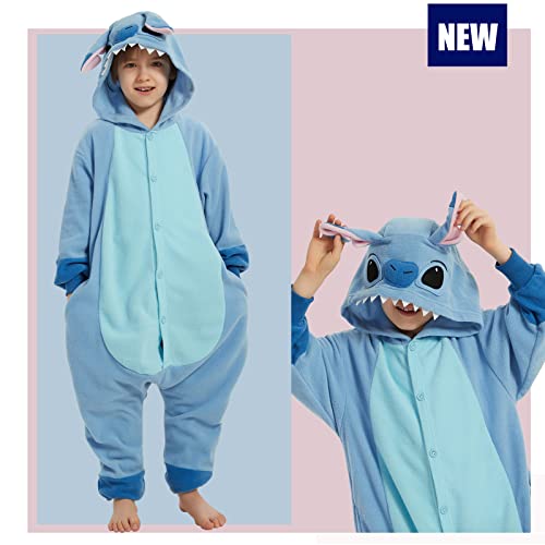 Sweetxin Kids Animal Onesie Pajamas Halloween Christmas Suit Cosplay Jumpsuit Costume For Boys Girls (As1, Age, 8_Years, Blue Stitch) #TOP1