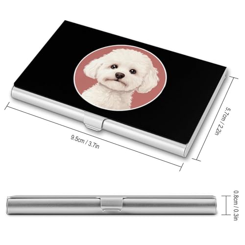 White Bichon Frise Business Card Holder Slim Credit Case Pocket Name Case Wallet for Men Women2